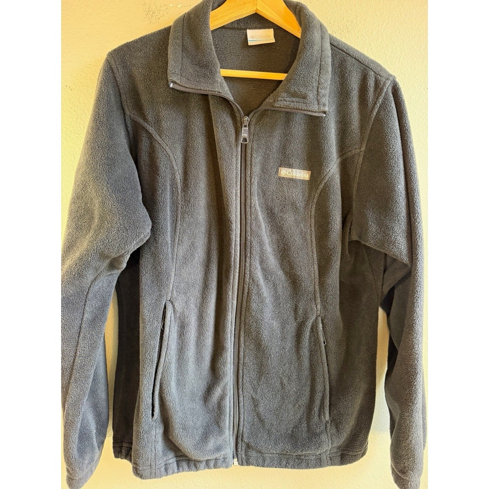 Columbia Women's Large Black Full Zip Fleece Jacket Stand-Up Collar Pockets